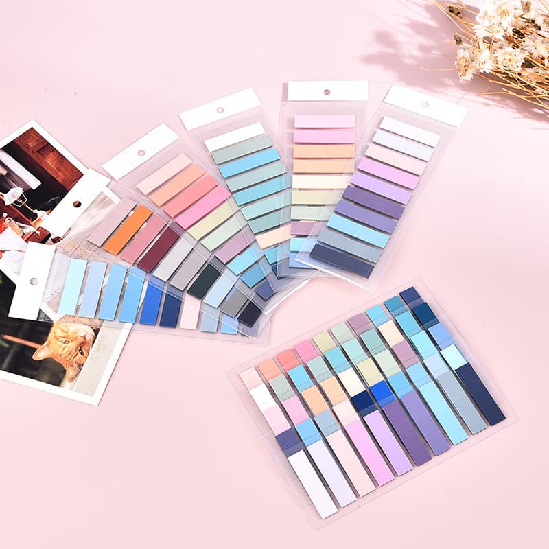 In-stock PET binder index tabs in Morandi colors, Instagram-style colorful student reusable sticky notes, solid color memo pads