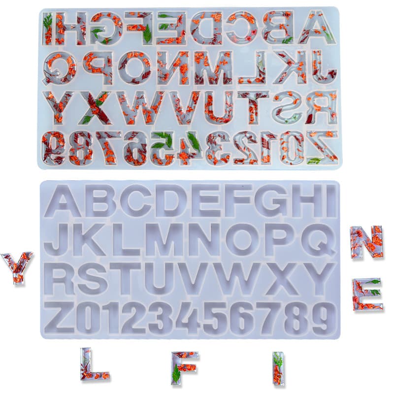 Crystal Drip Glue 26 English Letter Number Molds High Mirror Resin Crafts Silicone Molds Epoxy Casting