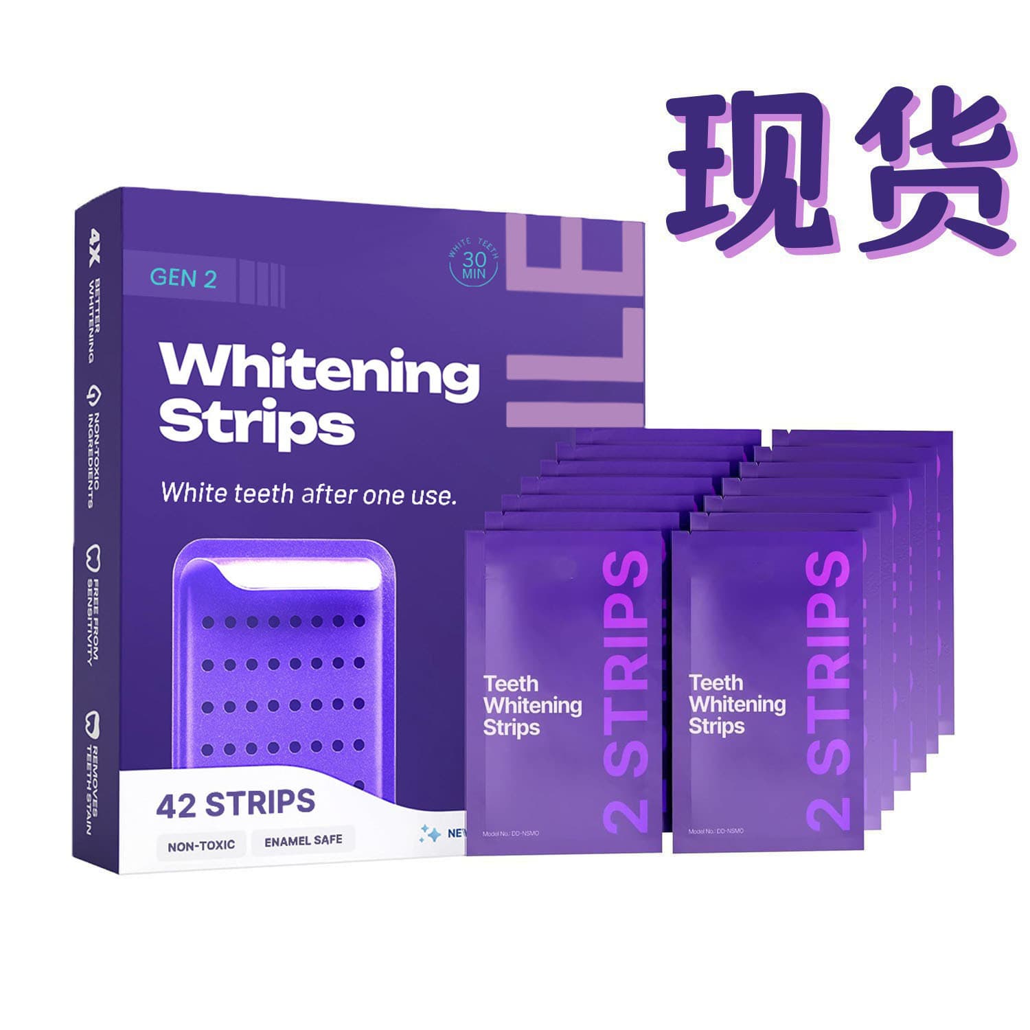 Purple Teeth Whitening Strips for Cleaning and Removing Tooth Stains