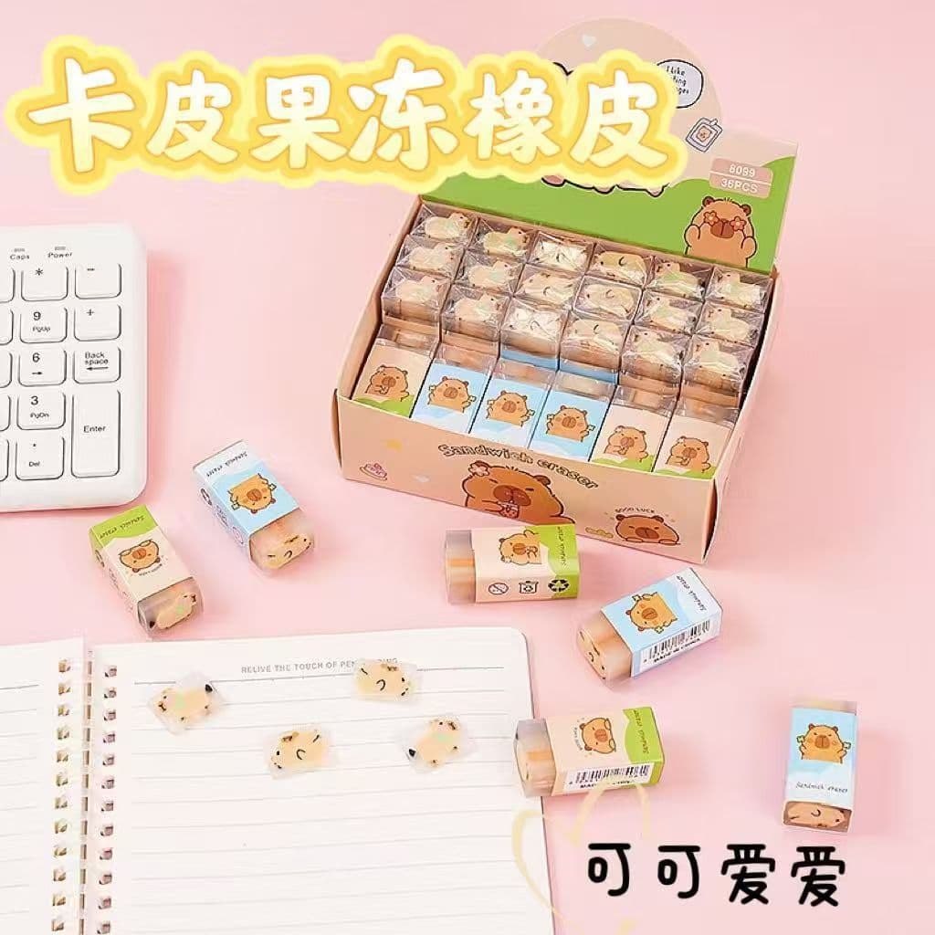 Capybara Eraser Set for Kindergarten Children, Creative Stationery Prize, Student Gift Set