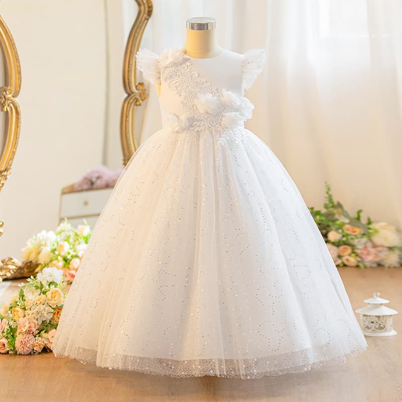 Girls high-end light luxury dress children's birthday tutu princess dress flower girl host piano performance costume