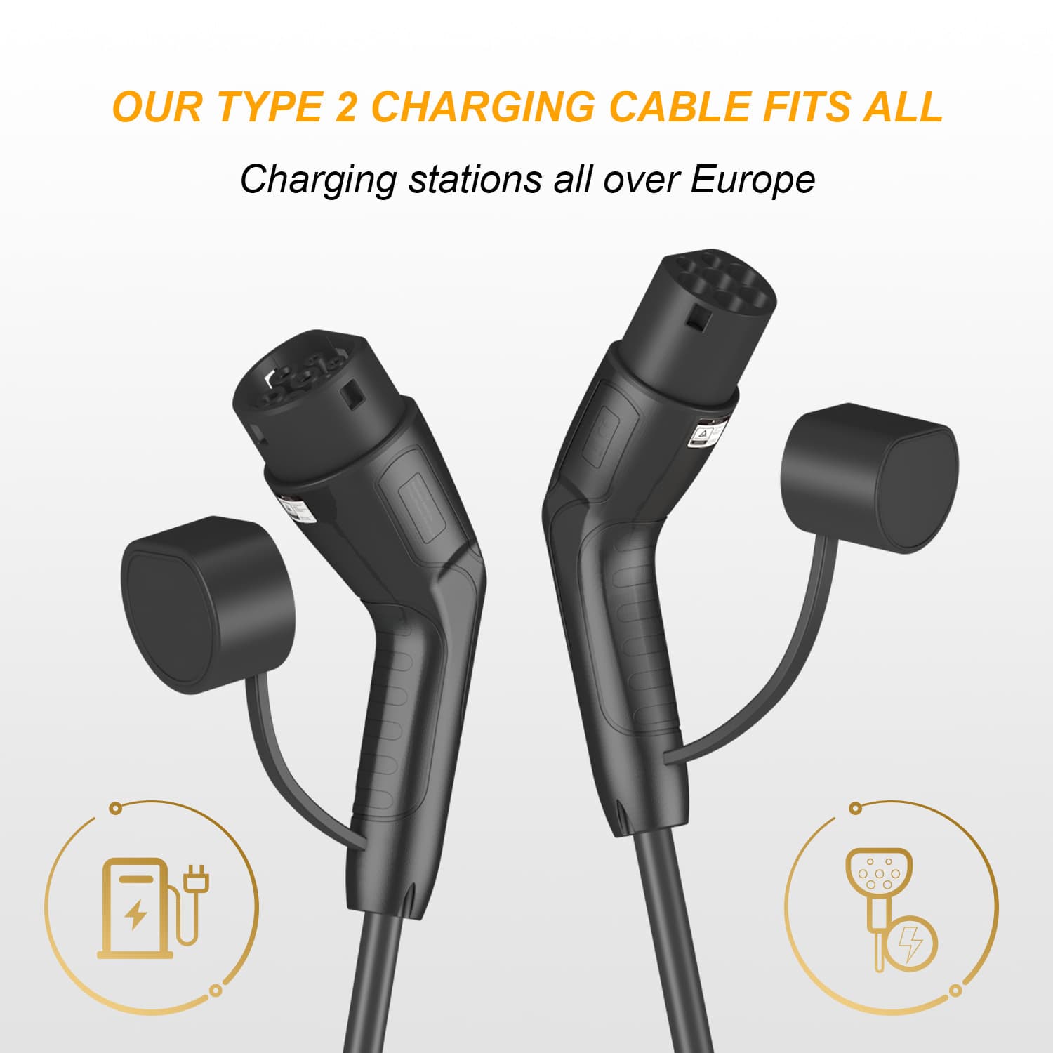 New Energy Charging European Standard Type 2 Double-Ended Gun Male Connector for Direct Connection to Charging Station Female Port and Electric Vehicle