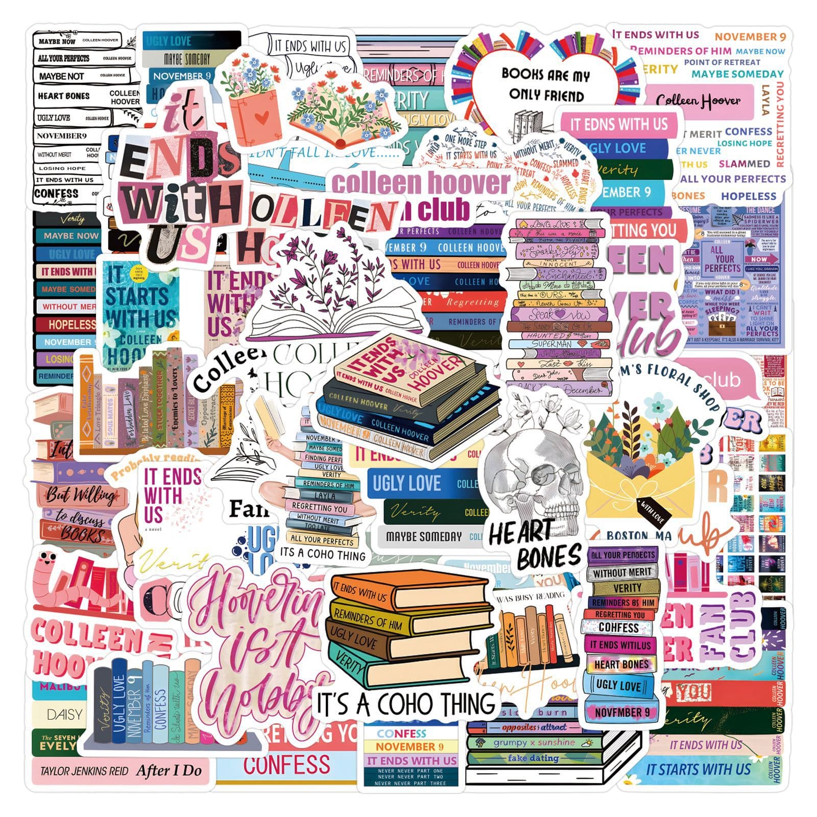 60-Piece New Colleen Hoover Graffiti Stickers for Luggage, Phone, Skateboard Decals, Factory Wholesale