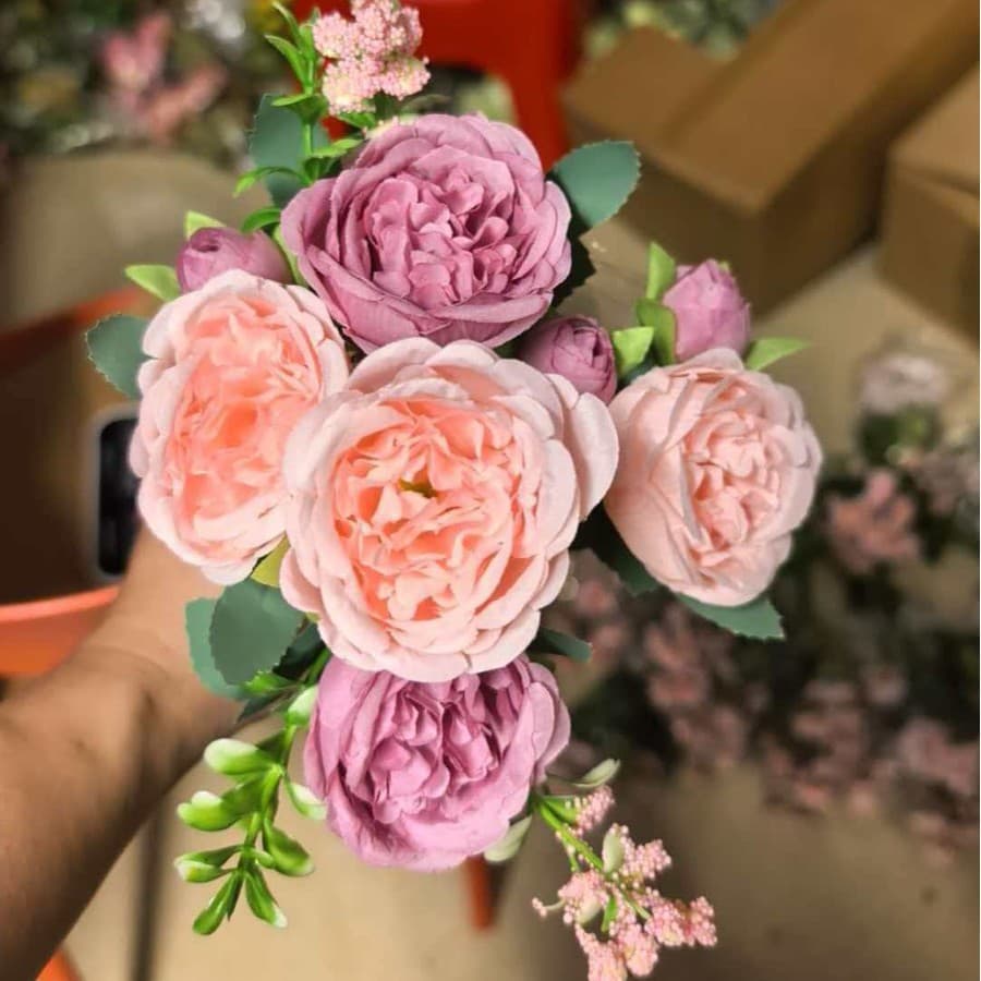 Persian Rose Peony Artificial Flower 5-Head Rose Home Decoration Wedding Bouquet Aisle Decor Tabletop Ornament