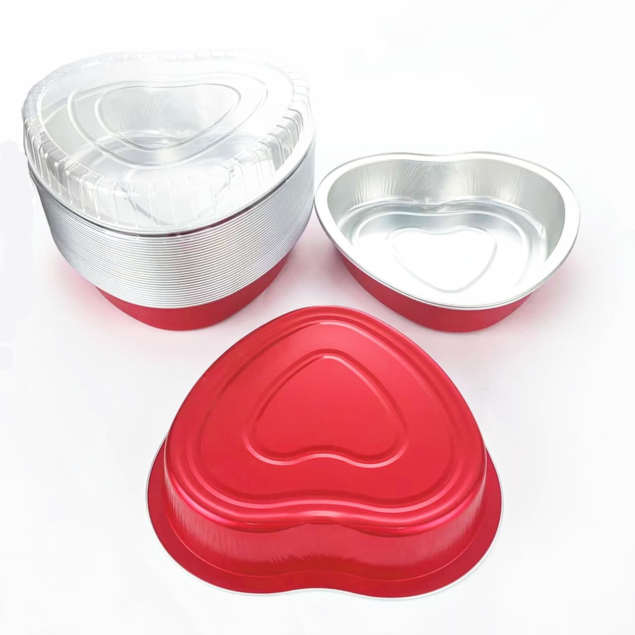 1000ml Disposable Heart-Shaped Aluminum Foil Baking Cups for Pudding, Cake Boxes, and Takeaway Containers, Available for Wholesale
