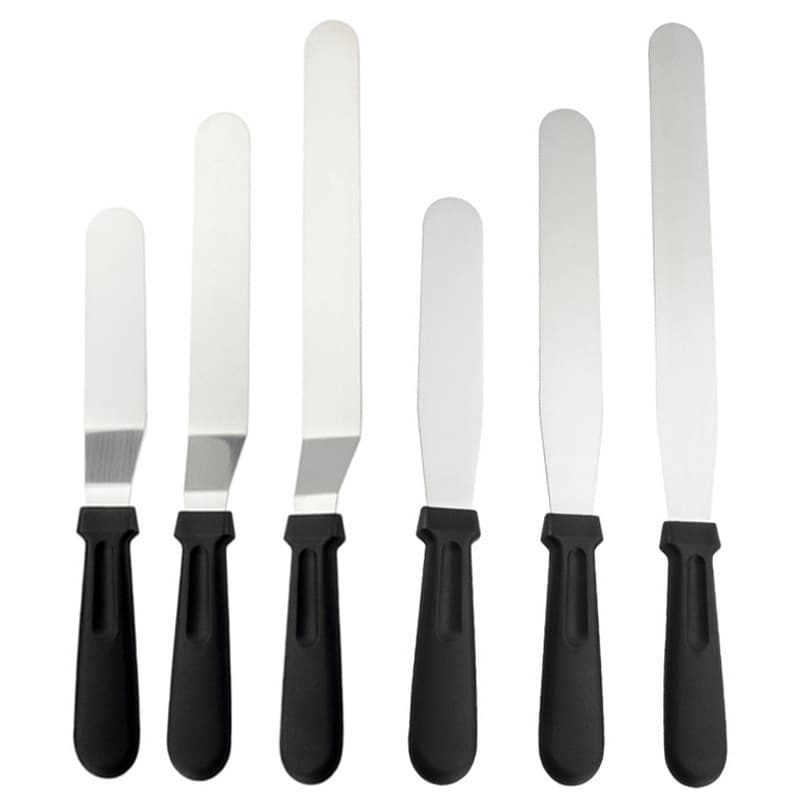 In-Stock Baking Spatula Tool 6/8/10inch Cake Cream Straight and Curved Spatula Butter Knife Plastic Handle Scraper Straight Knife