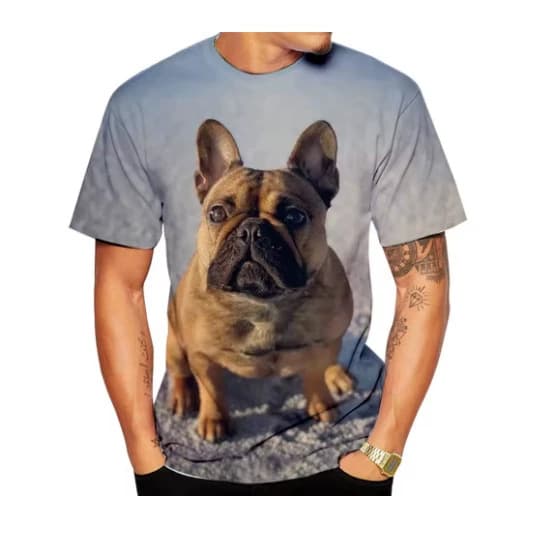 Animal French Bulldog 3D Printed T-Shirt Summer Men's O Neck Short Sleeve T-Shirt Oversized Streetwear