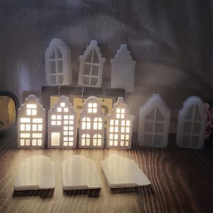 Gothic House Projection Wall Ornament Cement Plaster Mold DIY Silicone Mold