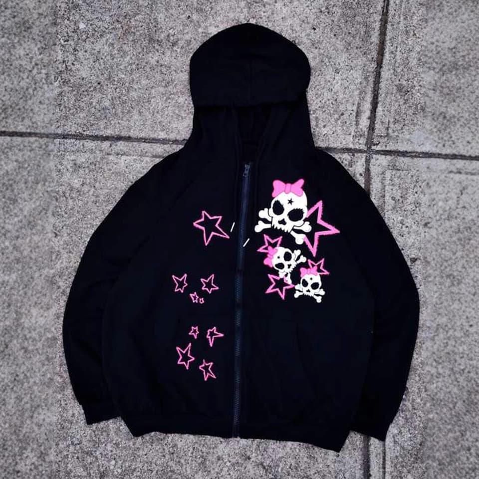 Tops 2000s Coats Loose Zip-Up Gothic Hip Hop Style Setwear Y