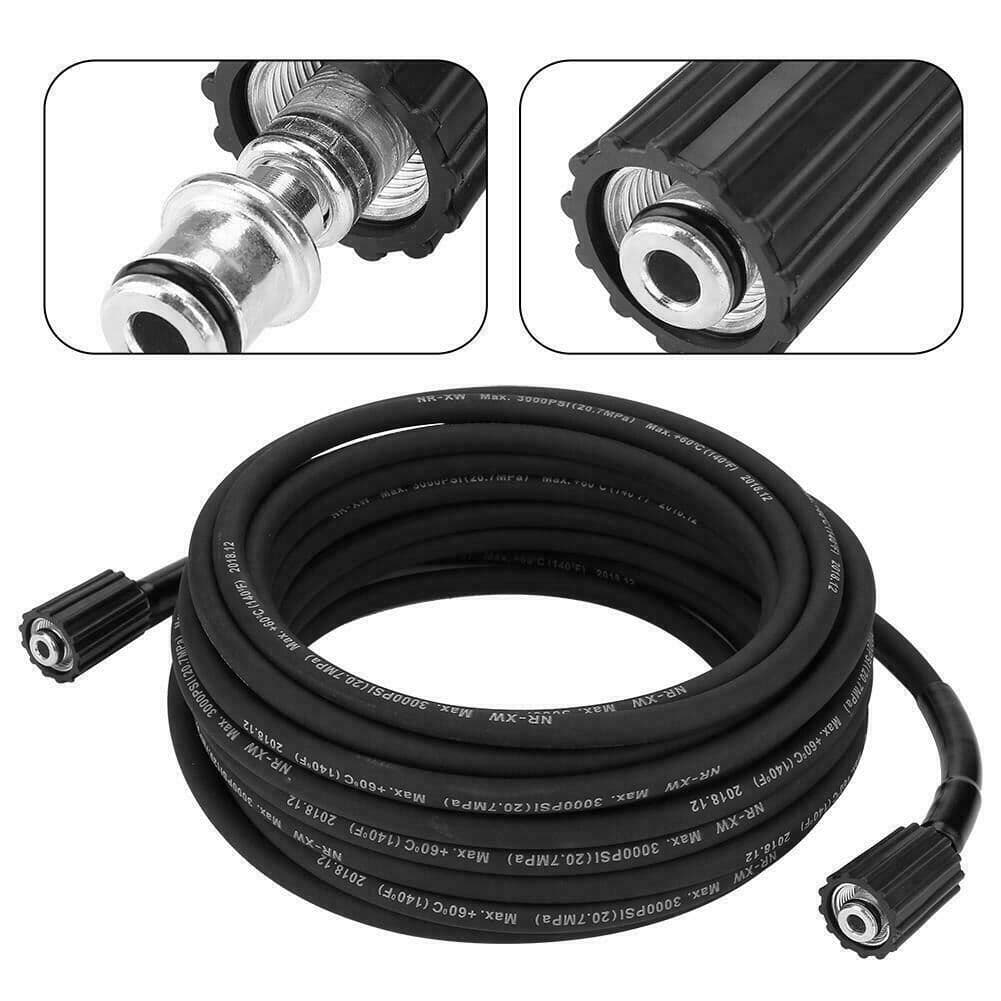 High Pressure Water Cleaning Soft Tube M22 Inner Thread to M22 Inner Thread Jet Power Extension Tube Rubber Black 6m 8m 10m 15m 20m
