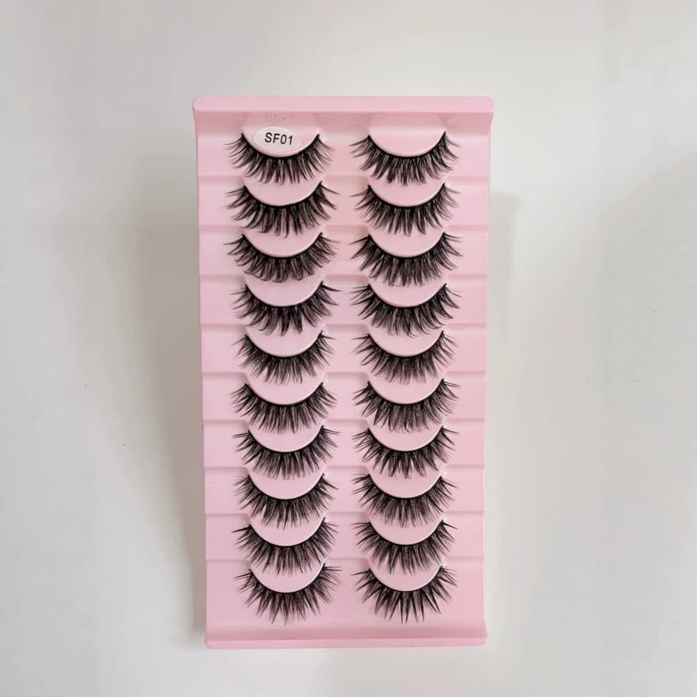 Short style ten pairs of chemical fiber false eyelashes, three-dimensional multi-layer soft eyelashes manufacturer wholesale hard stem comics