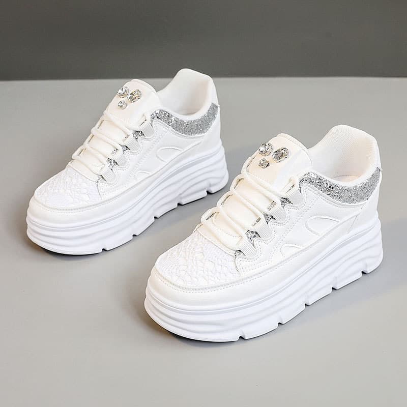 W3673 new white shoes 2024 summer and autumn inner heightening thick sole solid color student wear-resistant versatile breathable sneakers