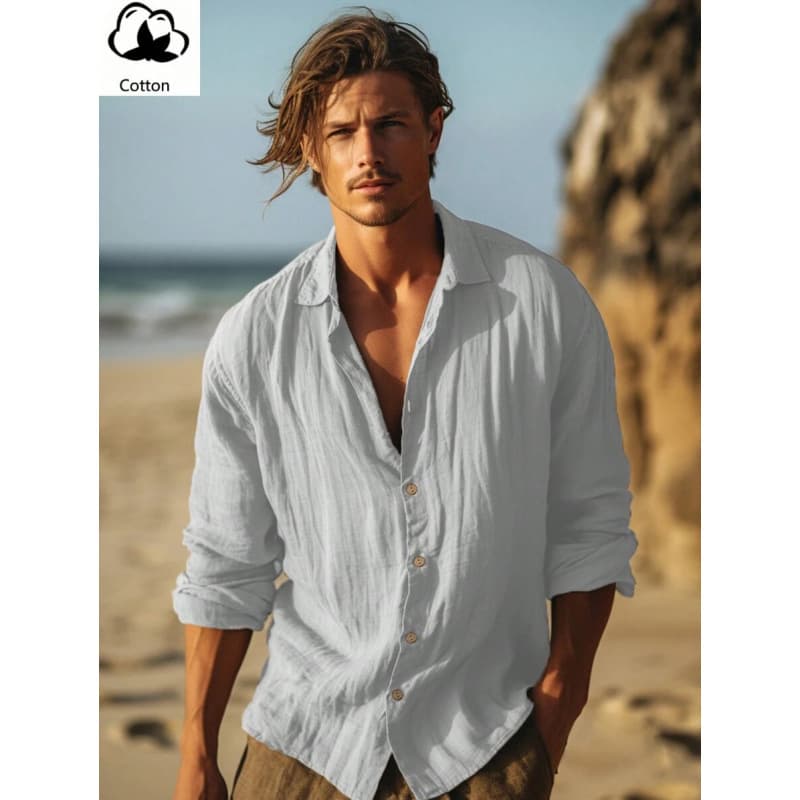 Q 27397 Solid Linen Youth Mens Shirt solid color cotton and linen youth men's shirt