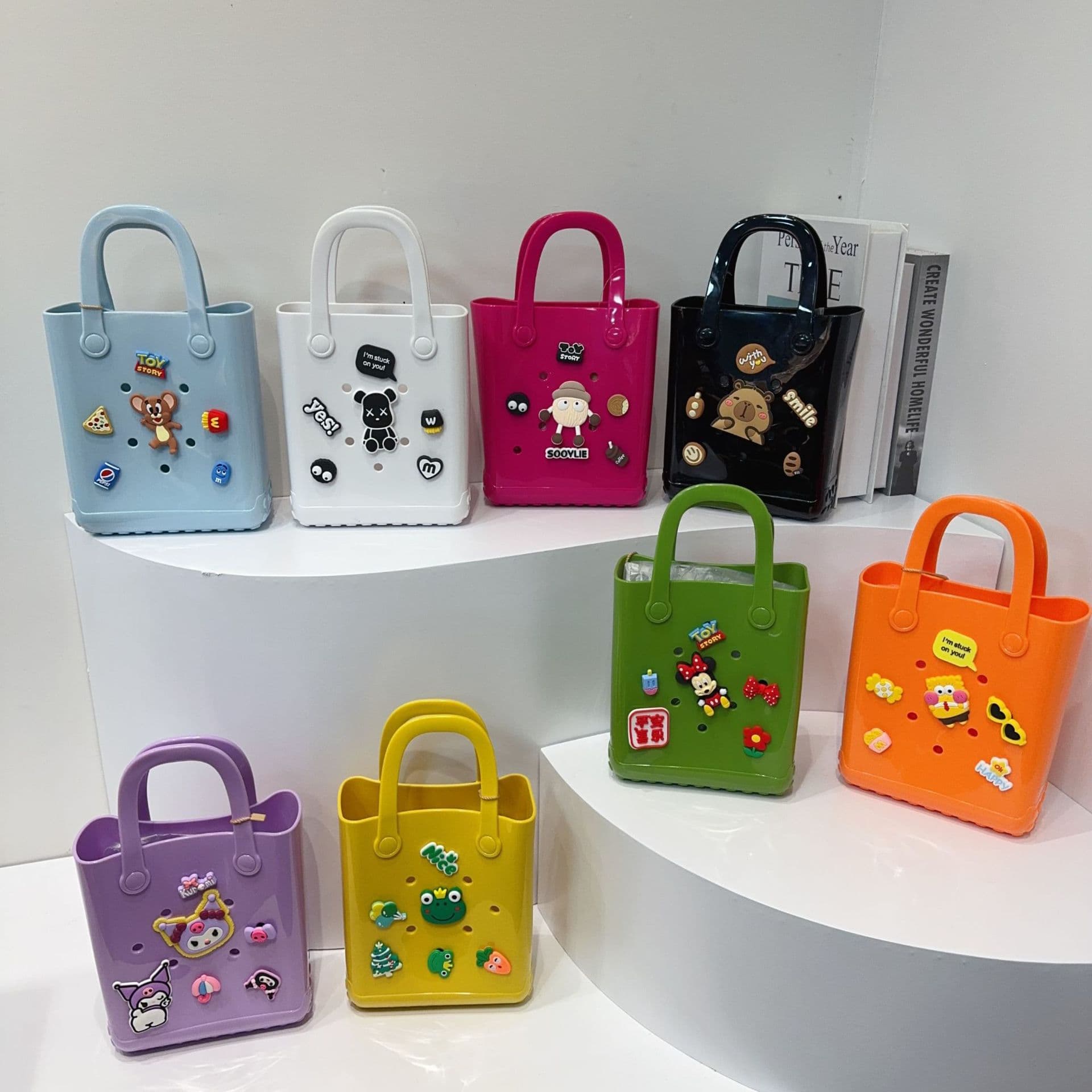 Jelly Bag 2025 New Cross-Border DIY Hole Bag Cartoon Doll Children's Bag Beach Bag Toiletry Bag Basket Bag
