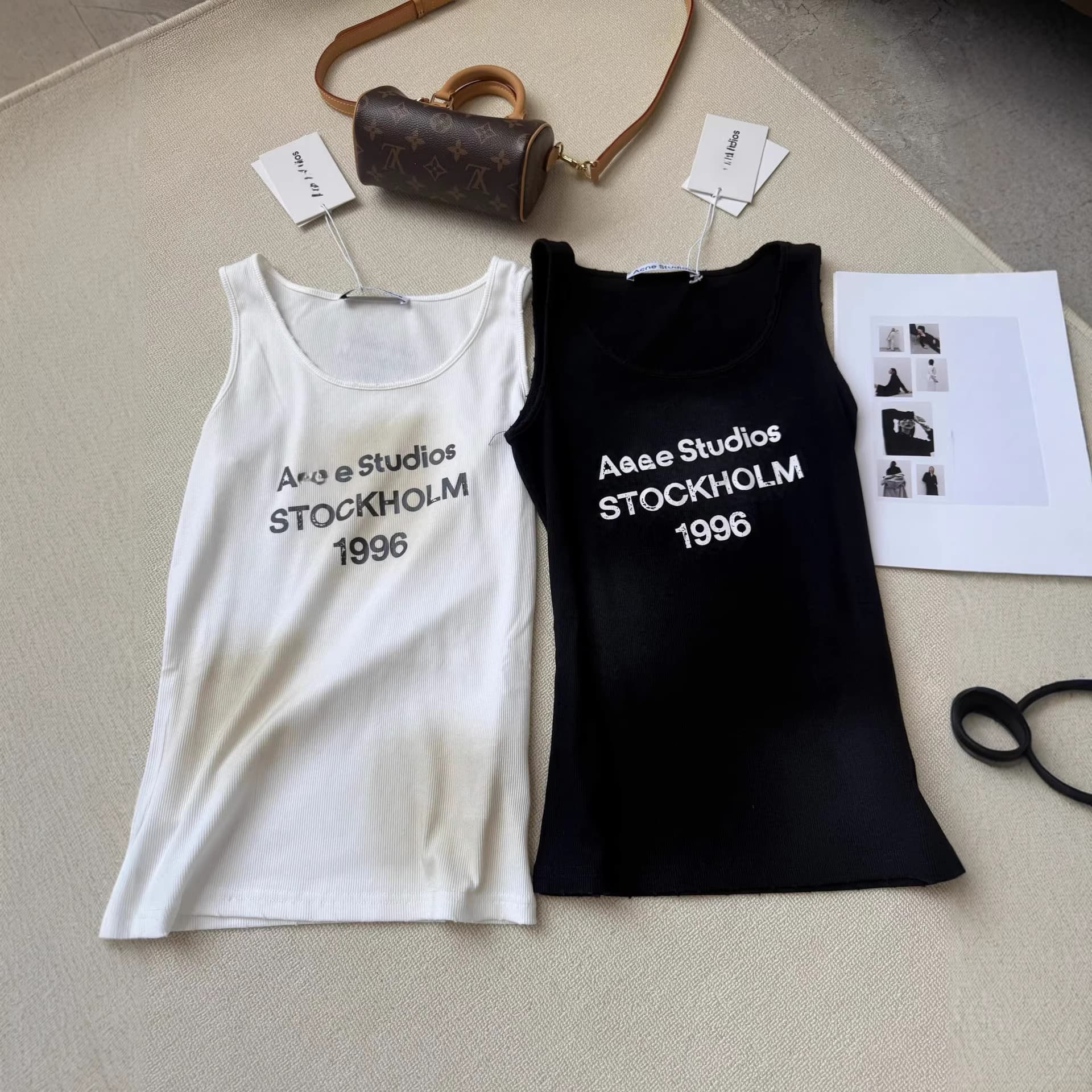 Original Authentic AC Star Spring/Summer 1996 Vintage Tea-Dyed Vest Women's Slim Fit Spaghetti Strap Top