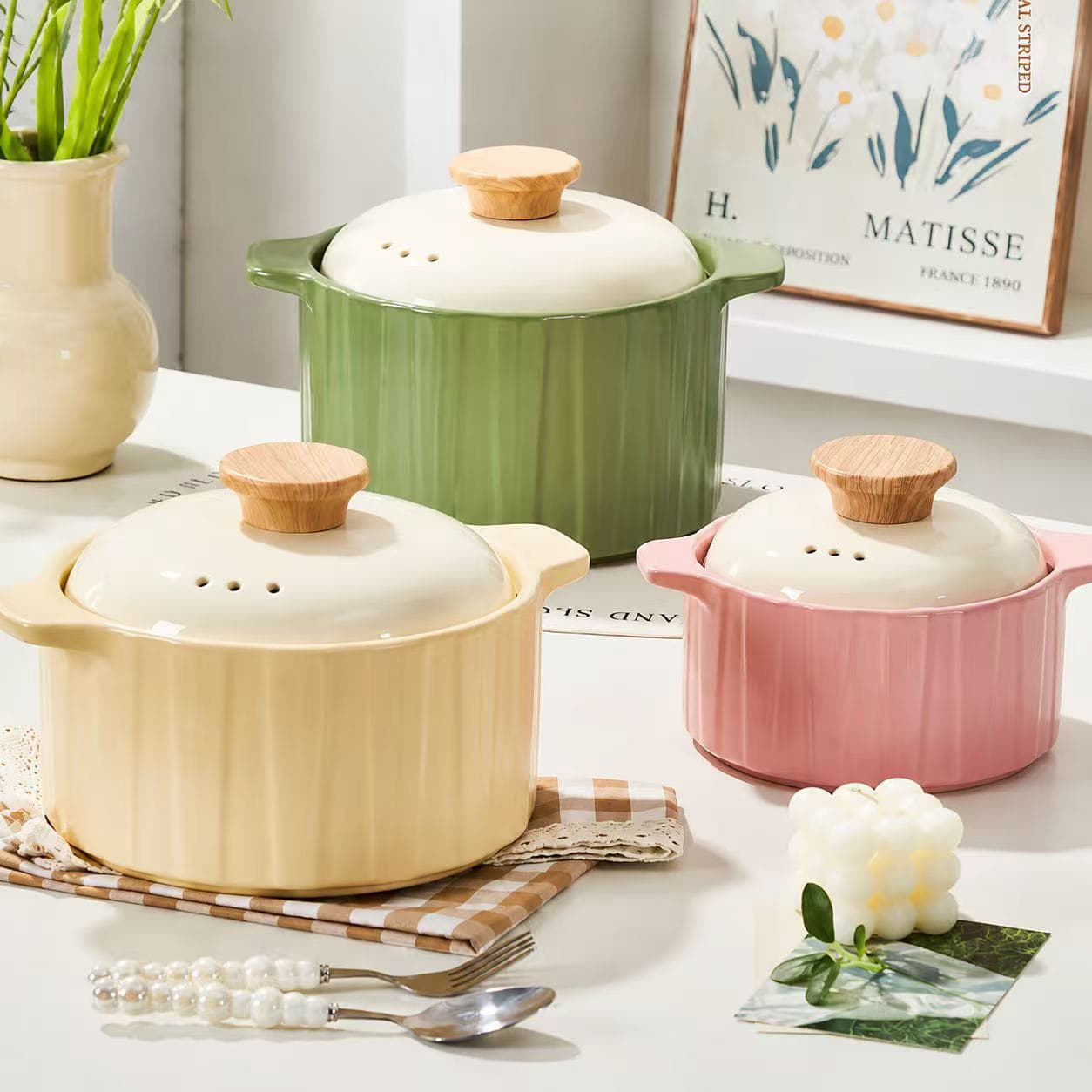 Household Clay Pot Casserole, Crack-Resistant on Dry Heating, Ceramic Soup Pot for Gas Stove, Stew Pot, Small Clay Pot
