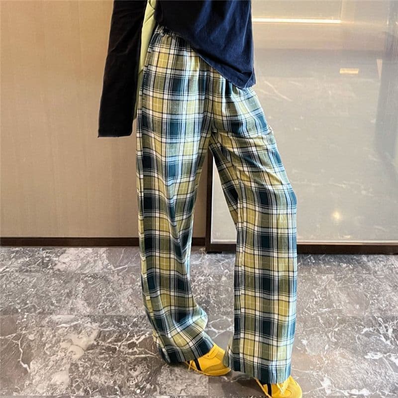 Couples Flannel Plaid Sleep Pants Long Casual Leisure Walking Home Clothes Men's Women's Comfortable Soft Fabric Pyjama Trousers