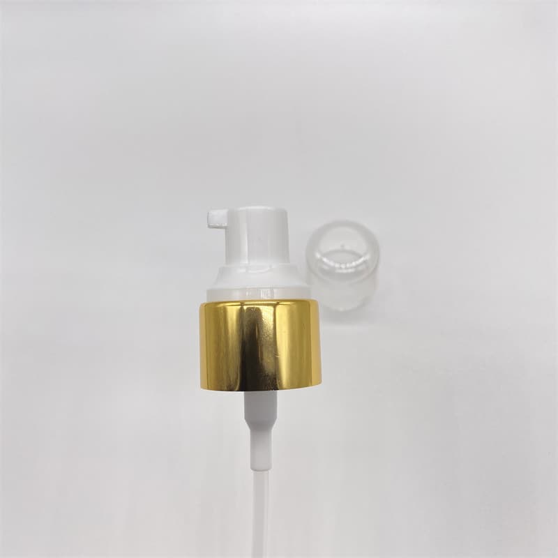 24/410 Glossy AS Half Cover Electrochemical Aluminum Powder Pump 24 Teeth Golden Cosmetic Lotion Pump Head Bright Gold Powder Honey Pump