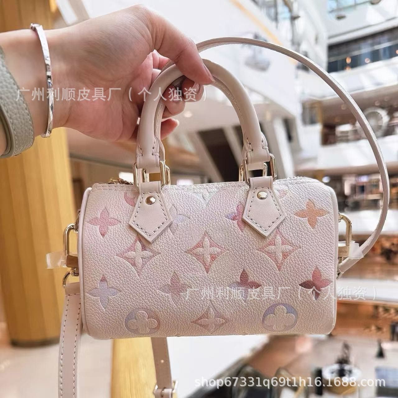 High-Quality Gradient Dreamy Purple Nano Pillow Bag Mini Genuine Leather Embossed Single Shoulder Crossbody Women's Bag