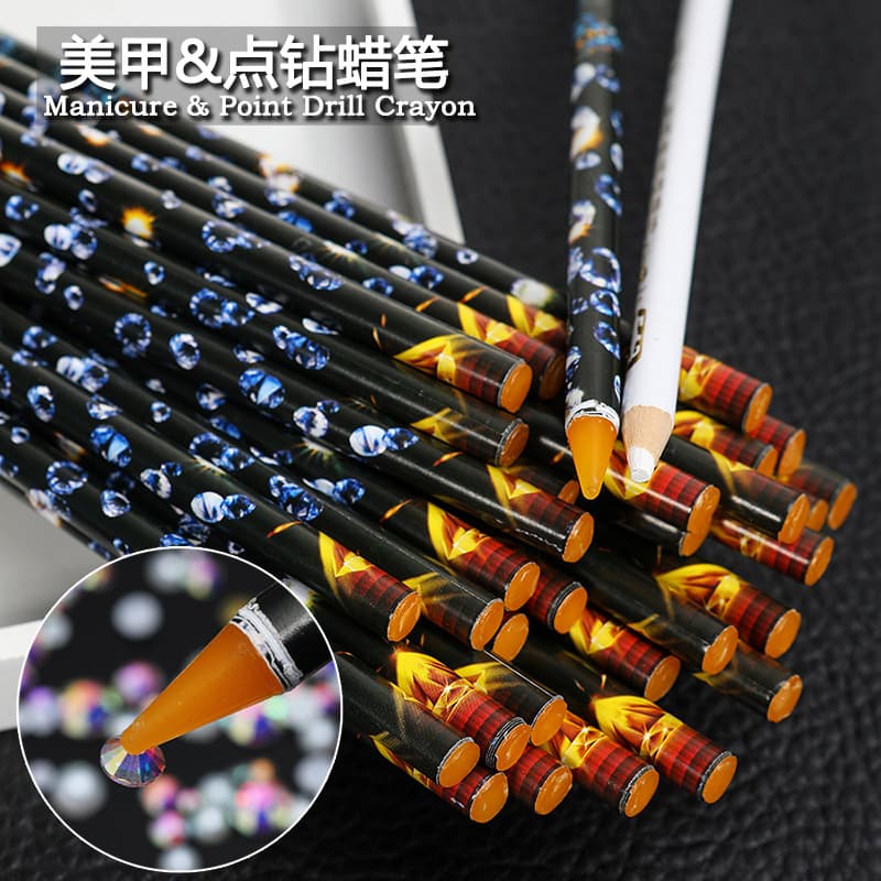 Nail Diamond Placement Pen with Adhesive Wax for Small Gems, Strong Adhesion Diamond Pick-Up Tool