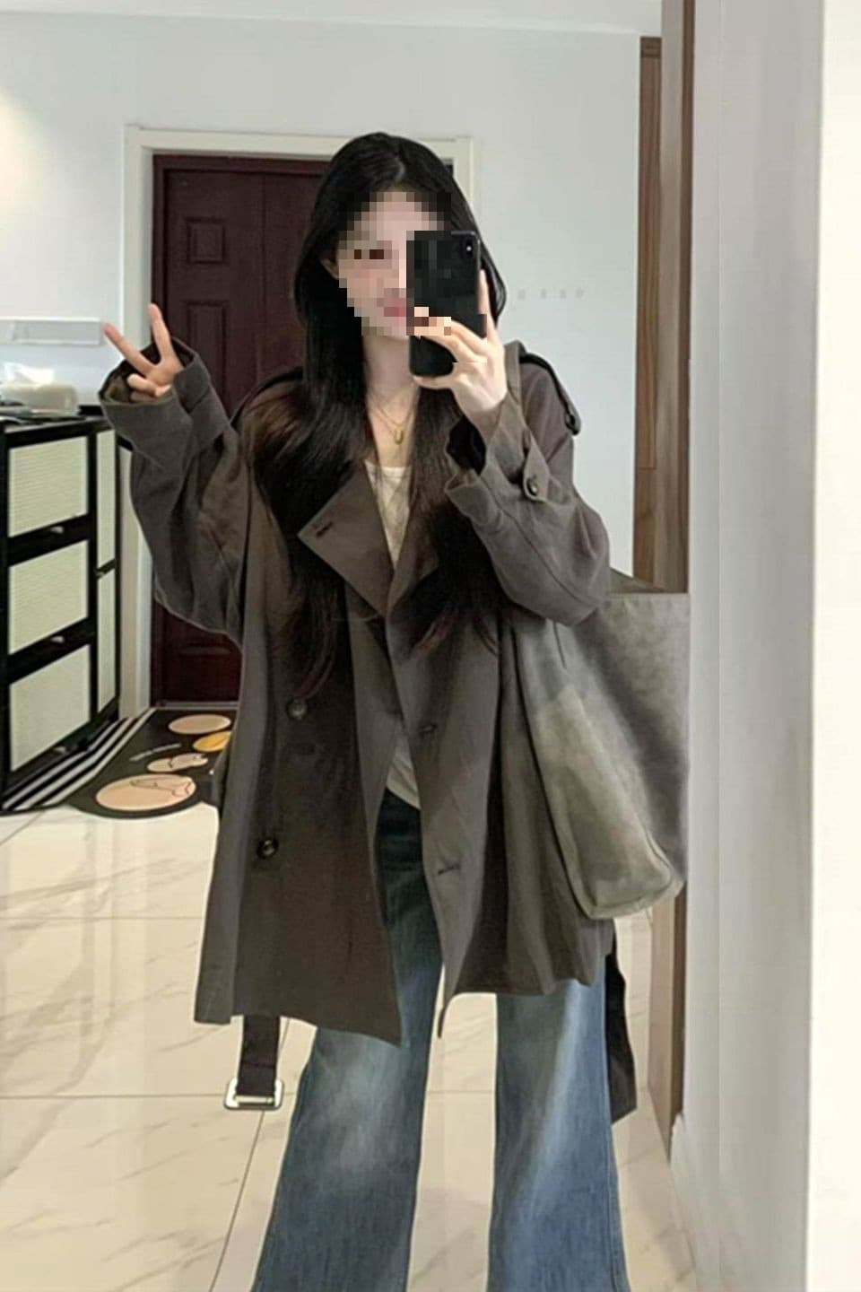 Petite Super Attractive Popular Trench Coat for Women Autumn New Loose Korean Style Short Length