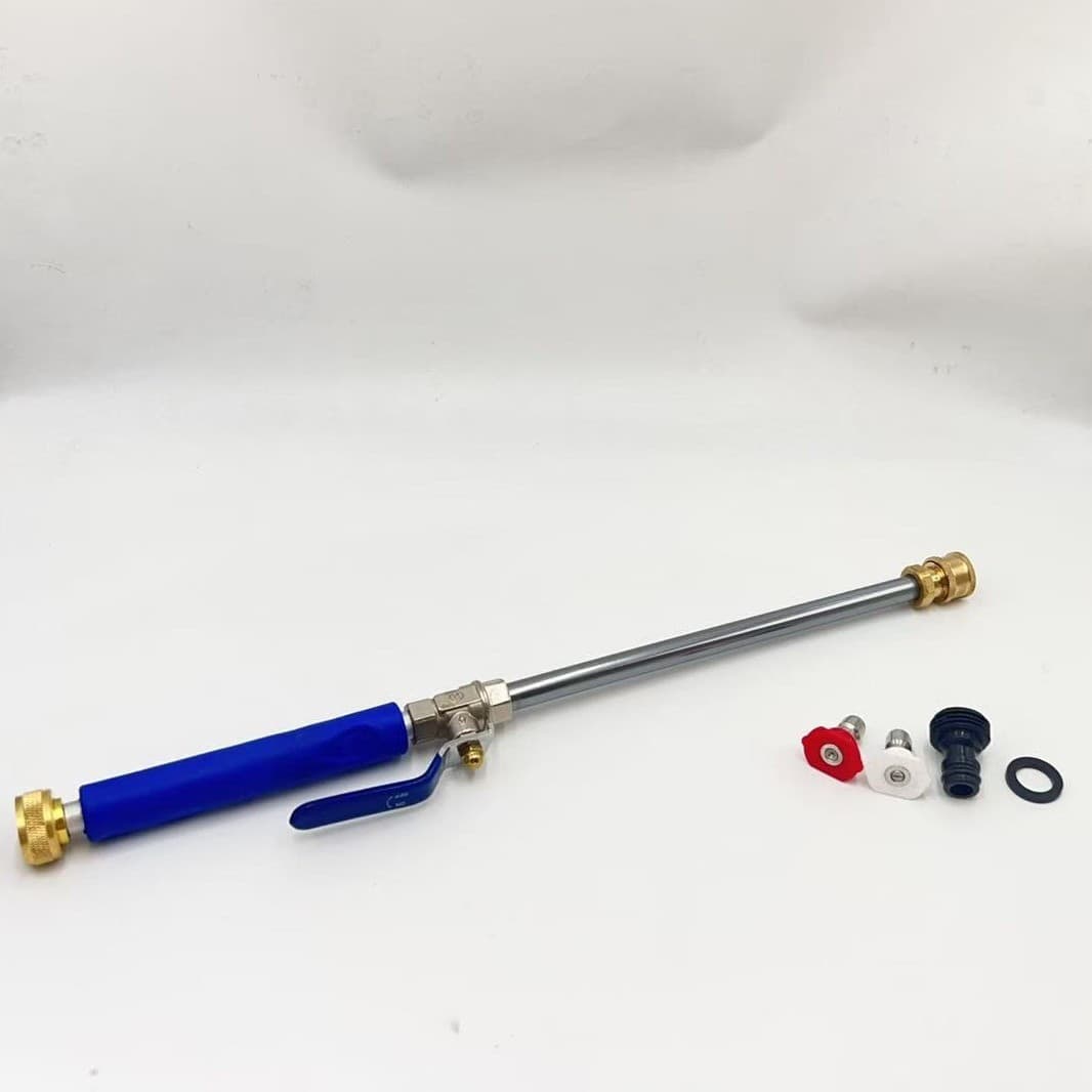 5-Color High-Pressure Flushing Water Gun with Base, Garden Nozzle, Car Washing, Floor Cleaning, Stainless Steel Long Rod Water Gun