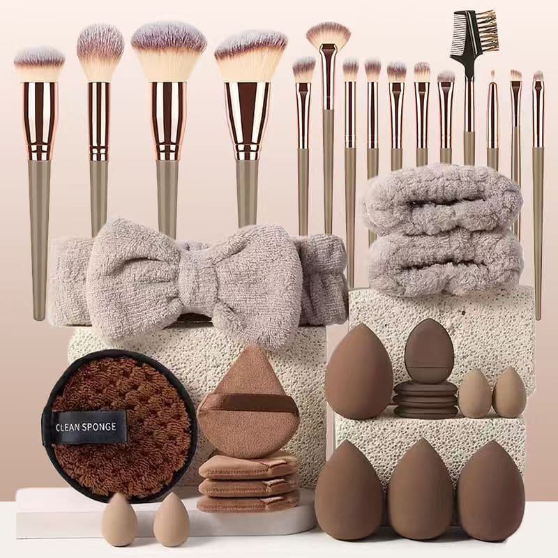Cross-border Hot Seller 33-Piece / 35-Piece Makeup Tools Set, Facial Cleansing Puff, Full Makeup Kit, Shein Temu Dropshipping