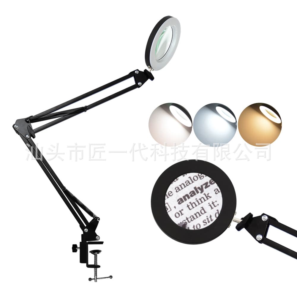 5 Color Tones Adjustable Eyelash Eyebrow Brow Tattoo Nail Fill Light Pimple Picking Beauty Magnifier Desk Lamp with Clip