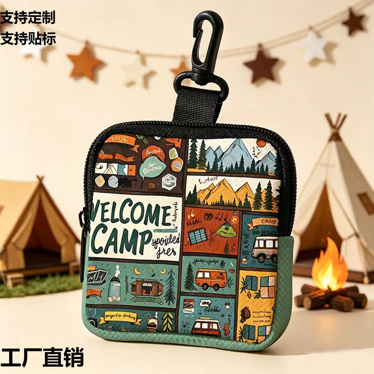 New Arrival CAMP Printed Coin Purse Phone and Earphone Organizer Pouch Outdoor Hiking Clip Key Bag