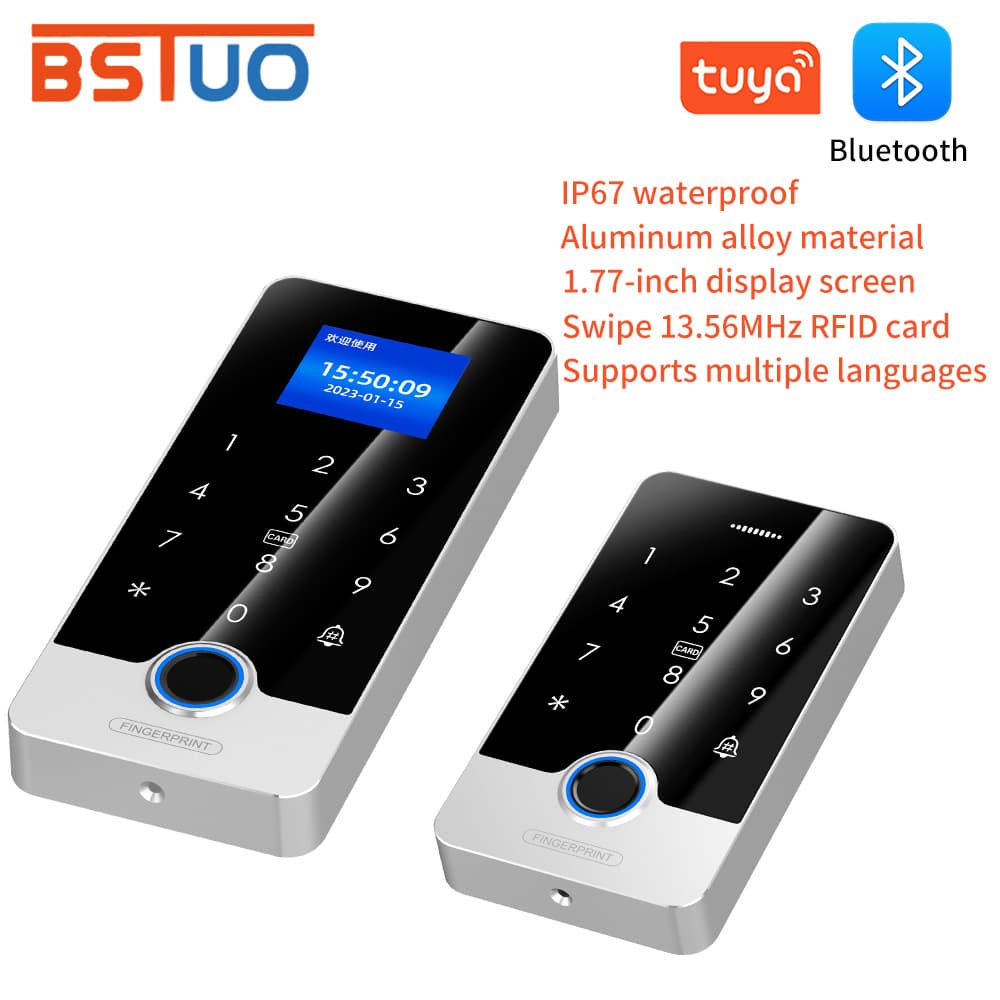 Tuya Smart APP Waterproof Fingerprint Access Control System All-in-one Magnetic Lock Electric Bolt Lock Swipe Card Password Glass Door