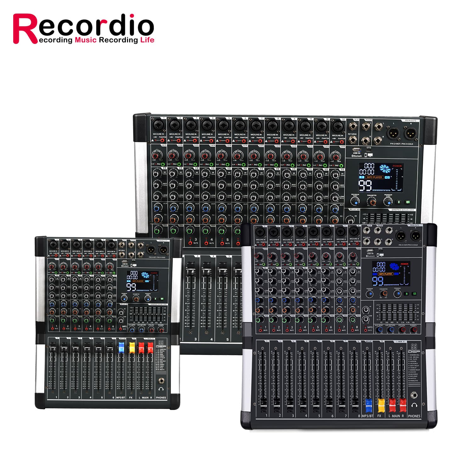8-Channel USB Bluetooth Live Streaming Audio Mixer with 99 DSP Effects for Stage Performance, Wedding, Wireless Audio Mixer, Cross-Border Sound Card
