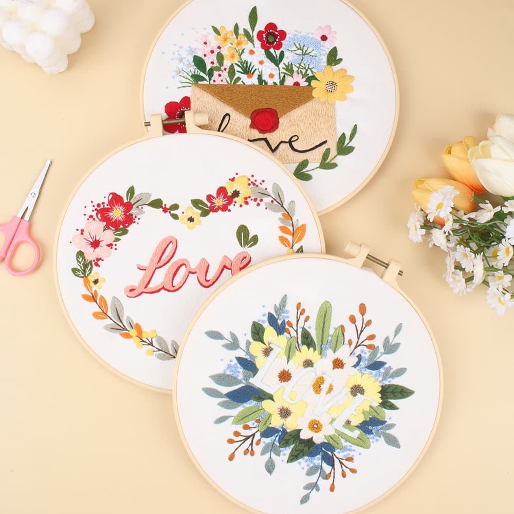 New Love Letter Floral Home Embroidery DIY Kit, Amazon Hot Selling Embroidery