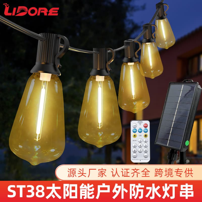 New ST38 Solar LED String Lights USB Charging Panel Courtyard Decorative Camping Atmosphere Outdoor String Lights Wholesale