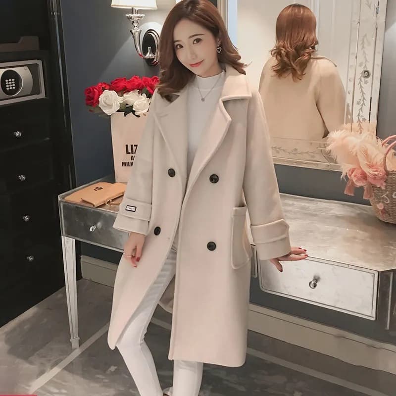 Wool Coat Women Mid-Length Korean Style 2026 New Spring Autumn Fashion Hepburn Style Slimming Versatile Woolen Overcoat Trendy