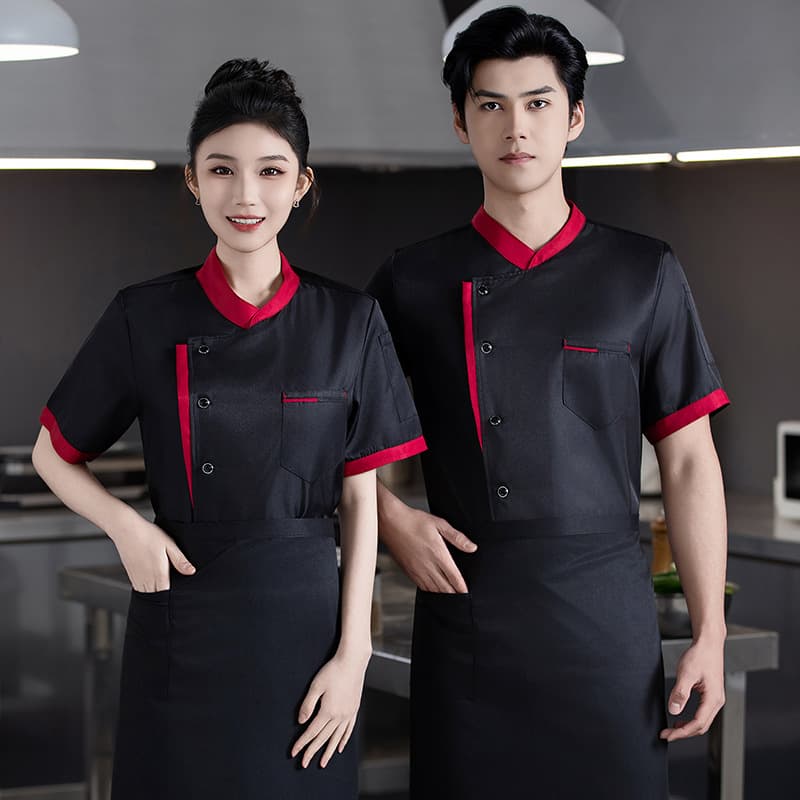 Chef Workwear for Restaurant, Bakery, Kitchen, Cafeteria, Back-of-House, Short Sleeve, Spring and Summer