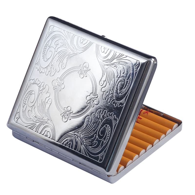 20-Cigarette Metal Case, Engraved Embossed Portable Crush-Resistant, Men's Regular Size, Fashionable Personalized Storage Box