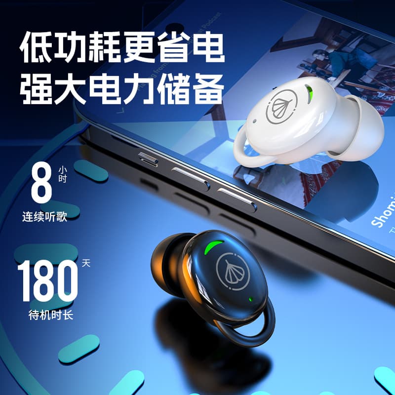 YX12 Bluetooth Headset New Mini Monaural Invisible Sleep Headset Upgraded Stereo Wireless for Export