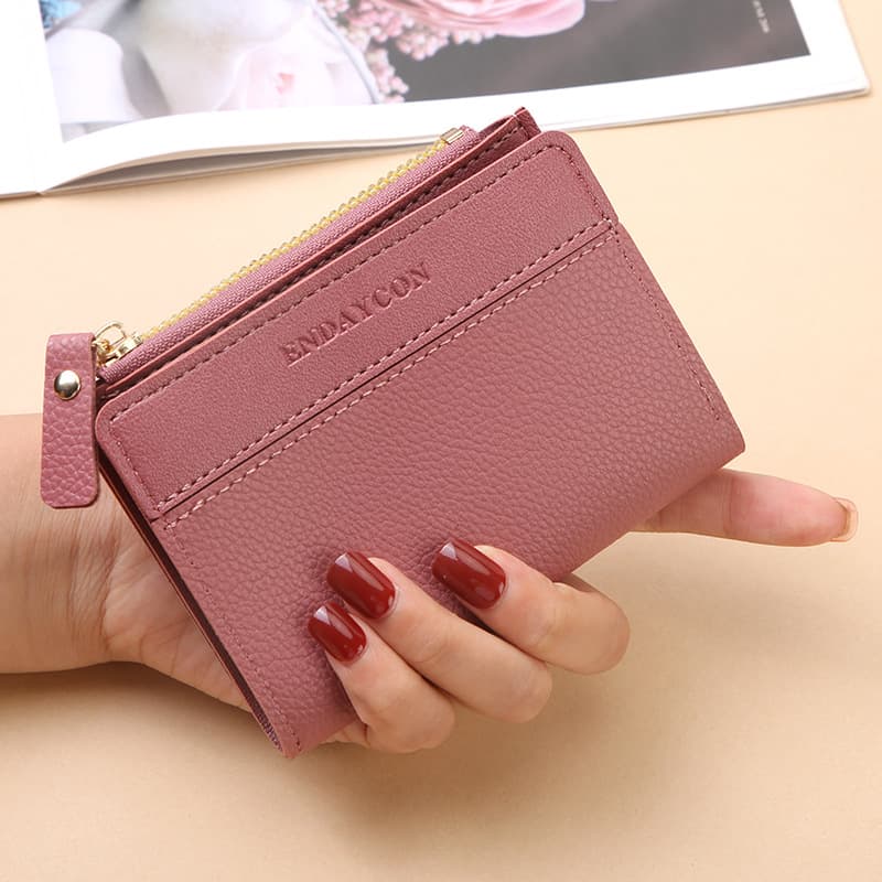 Manufacturer Wholesale Short Women's Zipper Wallet Frosted Versatile Coin Purse Versatile Multi-Card Slot Small Wallet Storage Bag