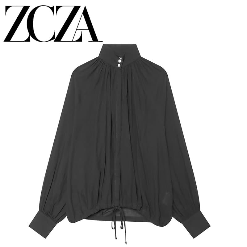 ZCZA Self-made European and American Style New Women's Fashion Versatile Simple Solid Color Turtleneck Shirt 4043009