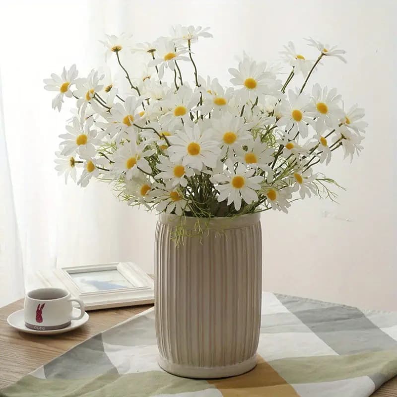 Simulation 5 Small Daisy Chamomile Fake Flower Silk Flower Home Decoration Bouquet Shooting Props Factory Wholesale