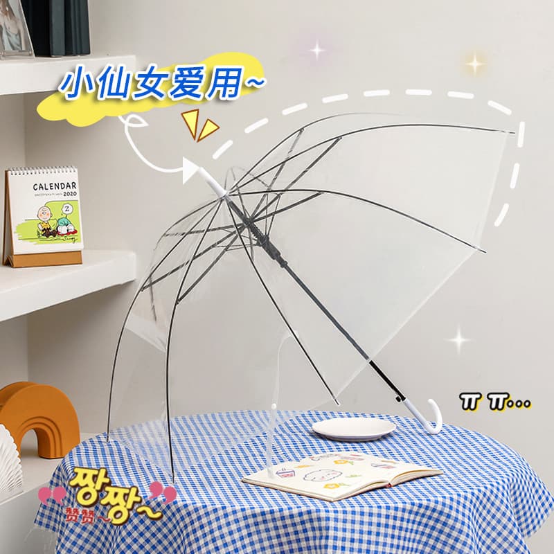 Wholesale in stock 8-rib transparent umbrella, white PVC automatic umbrella, disposable creative viral umbrella, printable for street stalls.