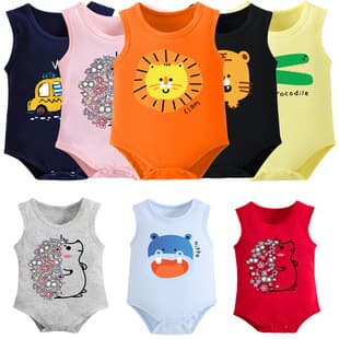 Baby Cotton Summer Thin Vest Newborn Clothes Boy Girl Romper Cartoon Triangle Hopsuit