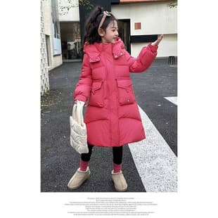 2026 Autumn/Winter Girls' Jacket, Down Cotton Coat, Mid-Long Length, New Thickened Warm Outerwear for Cross-Border