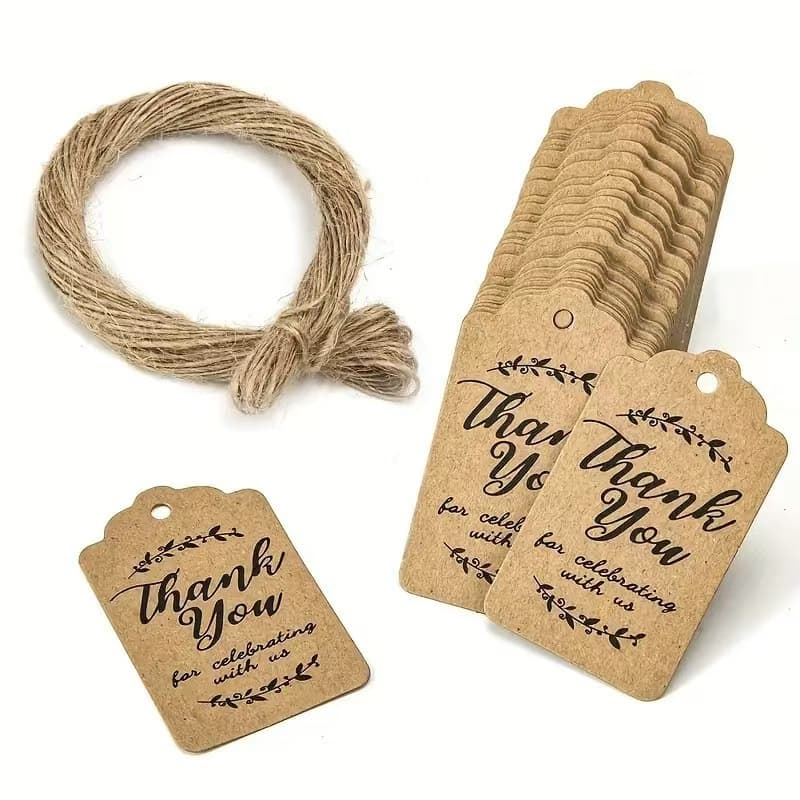 Kraft Paper Gift Tags Blank Gift Tags Hang Tag Labels with 10 Meters Jute Twine Rope Labels Price Tags