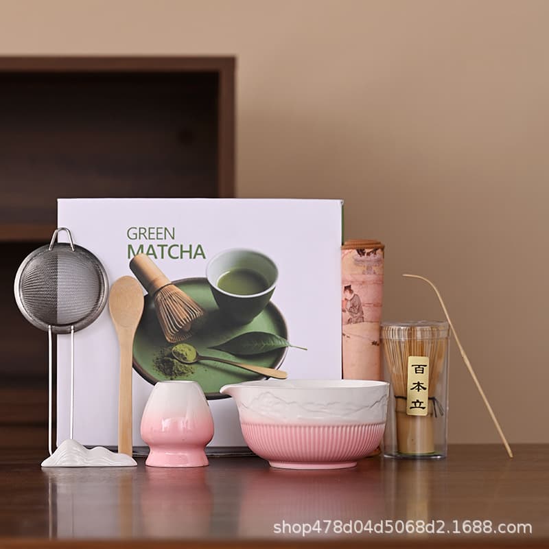 Matcha bowl Japanese whisking set with bamboo hundred-tip whisk, cross-border ins-style tea ceremony
