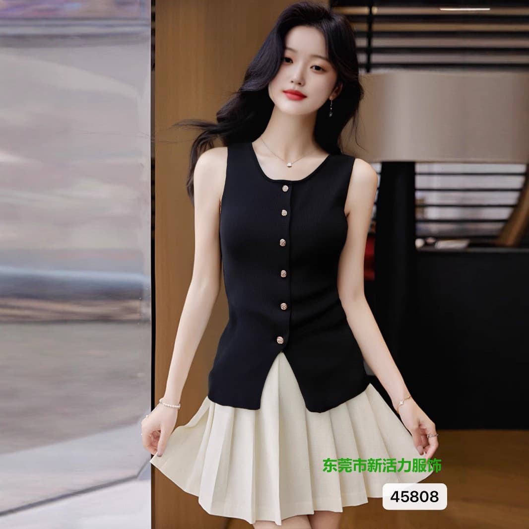 2025 Summer New Arrival Women's European French Design Fashion Casual Versatile Single-Breasted Knit Vest