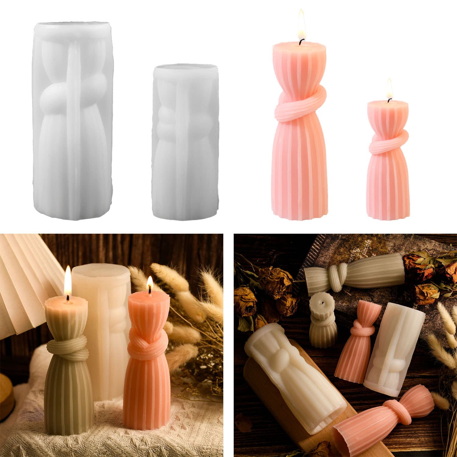 Zhongcheng DIY New 3D Rope Knot Pillar Candle Mold Aromatherapy Candle Desktop Decoration Silicone Mold