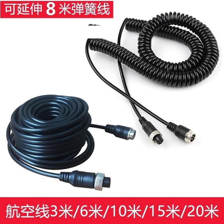 Aviation Connector Coiled Cable for Truck Four-Channel Surveillance Spiral Cable Semi-Trailer Camera Video Connection Vehicle