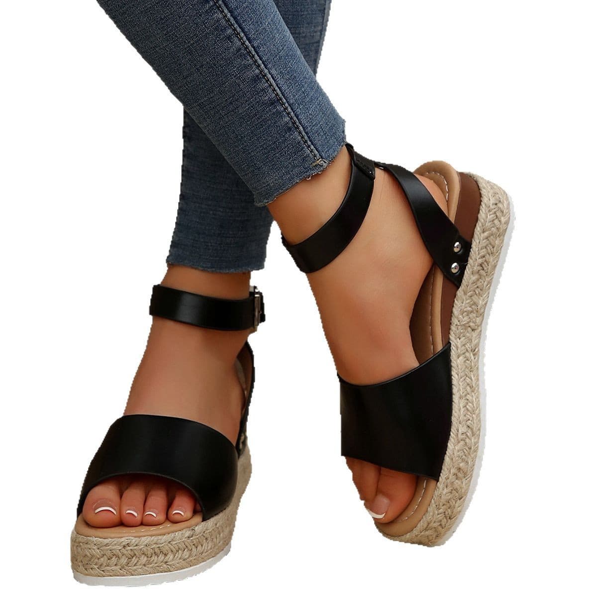 2025 Summer European and American New Platform Buckle Sandals Export Large Size 36-42 Summer Women's Shoes
