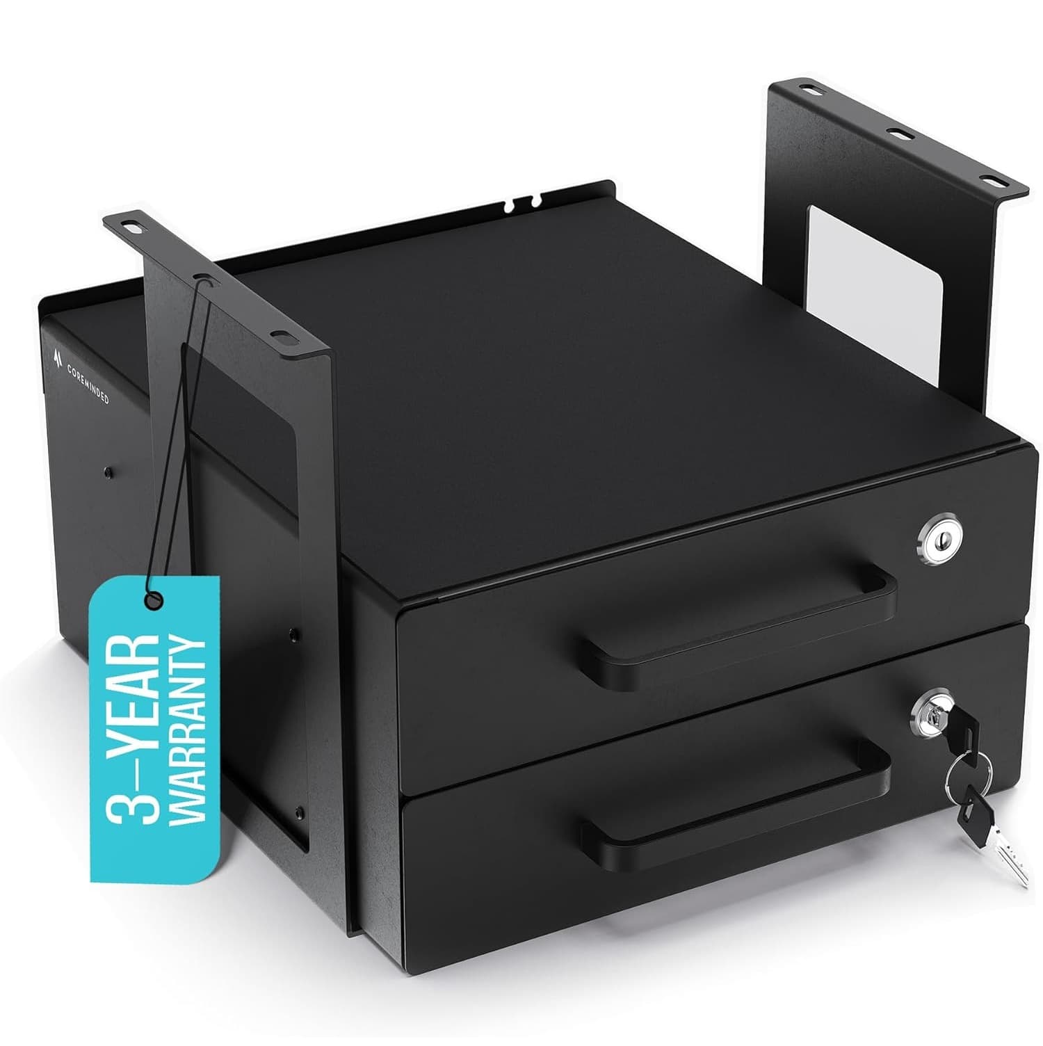 Under Desk Drawer Slide Out - Lockable Metal Storage Drawer with Cable Management Under Desk Drawer